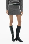 Mango Marbled Knitted Mini-skirt Black In Charcoal