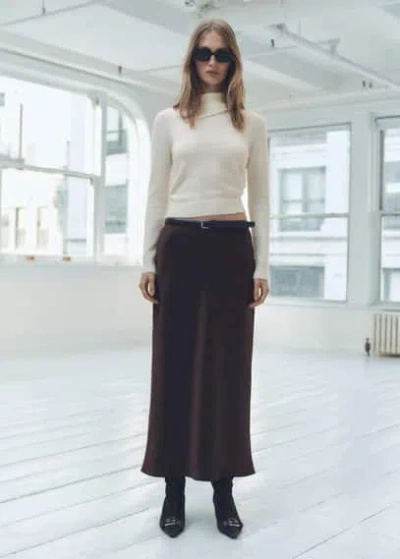 Mango Sweater With Wraparound Lapel Neck Ecru