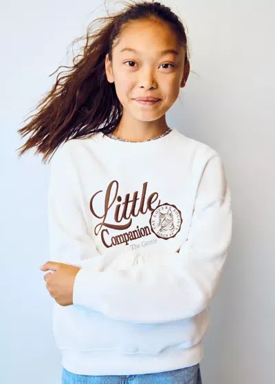Mango Kids' Sweat-shirt Coton Détails Brodés In Blanc Cassé