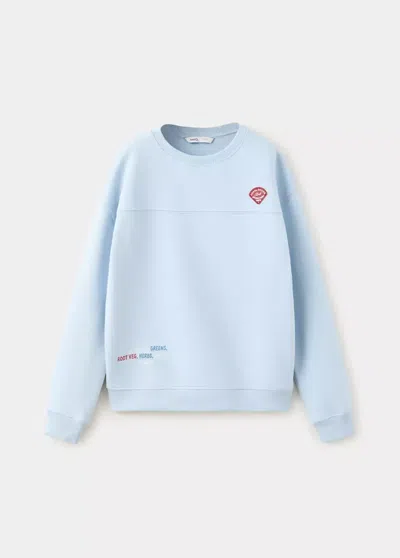 Mango Kids' Sweat-shirt Coton Détails Brodés In Blue
