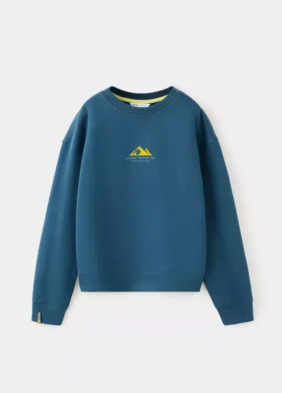 Mango Kids' Sweat-shirt Coton Imprimé In Bleu Marine