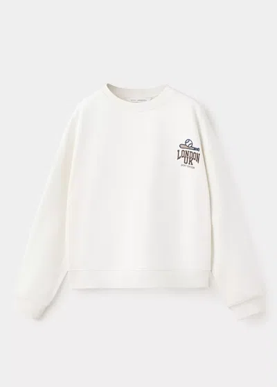Mango Kids' Sweat-shirt Coton Imprimé In Écru