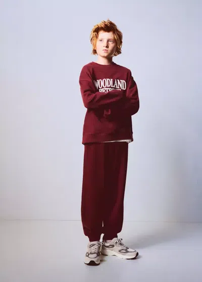 Mango Kids' Sweat-shirt Coton Imprimé In Grenat