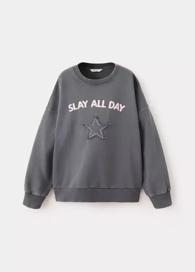 Mango Kids' Sweat-shirt Coton Imprimé In Gray