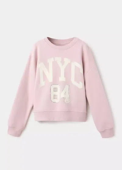 Mango Kids' Sweat-shirt Coton Imprimé In Rose