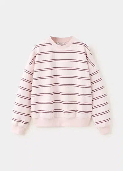 Mango Kids' Sweat-shirt Coton Rayures In Rose