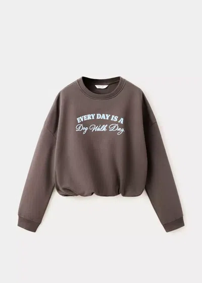 Mango Kids' Sweat-shirt Imprimé Avec Bas Froncé In Brown