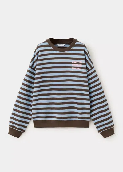 Mango Kids' Sweat-shirt Imprimé Rayures In Marron