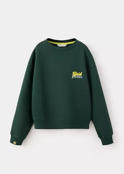 Mango Kids' Sweat-shirt Oversize Imprimé In Green