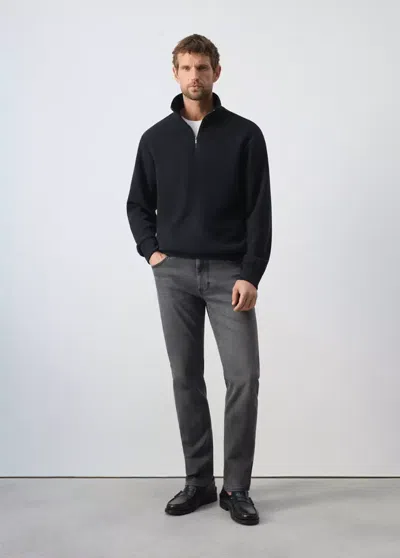 Mango Sweat-shirt Regular-fit Col Zippé In Blue
