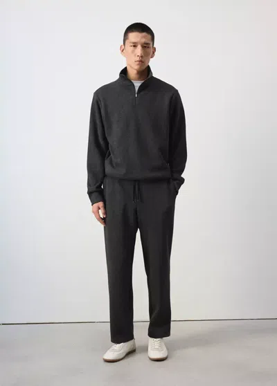 Mango Sweat-shirt Regular-fit Col Zippé In Black