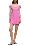 Mango Sweetheart Neck Linen Blend Dress In Pink
