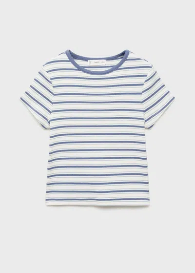 Mango Kids' T-shirt Off White In Blue