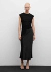 Mango Draped Midi-dress Black In Noir