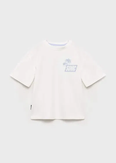 Mango Kids' Sonic Cotton T-shirt Off White In Yellow