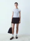 Mango Cotton T-shirt With Contrast Sleeves Sky Blue In Sky Blue