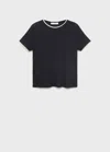 Mango Combined Cotton T-shirt In Black