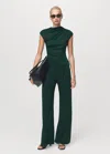 Mango T-shirt With Gathered Asymmetrical Neck In Green