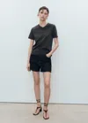 Mango T-shirt Coton Col En V Noir - Femme - 2xl -