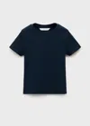 Mango Kids' Ribbed Cotton T-shirt Blue
