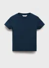 Mango Kids' Ribbed Cotton T-shirt Navy In Blue