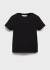 Mango Kids' Ribbed Cotton T-shirt Black
