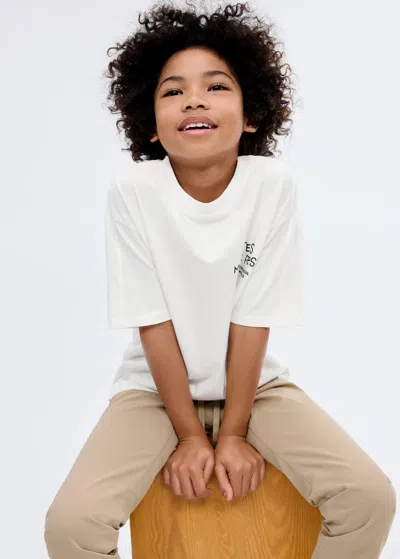 Mango Kids' Printed Cotton-blend T-shirt Off White
