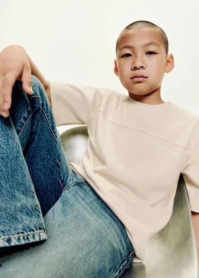 Mango Kids' Printed Cotton-blend T-shirt Sand In Neutral
