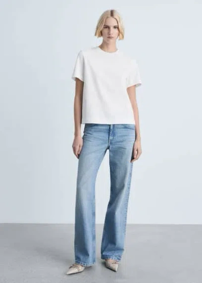 Mango T-shirt Coton Manches Courtes Blanc - Femme - Xl -