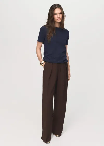 Mango Cotton Short-sleeved T-shirt In Blue