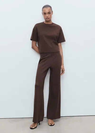 Mango Cotton Short-sleeved T-shirt In Brown