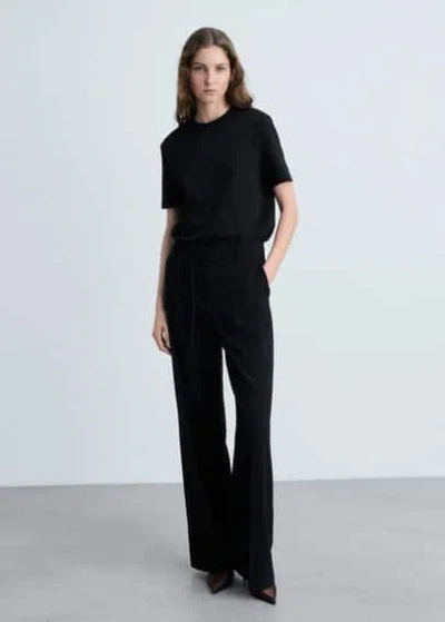Mango T-shirt Coton Manches Courtes Noir - Femme - M -