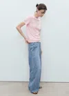 Mango T-shirt Coton Manches Courtes Rose Clair - Femme - S -