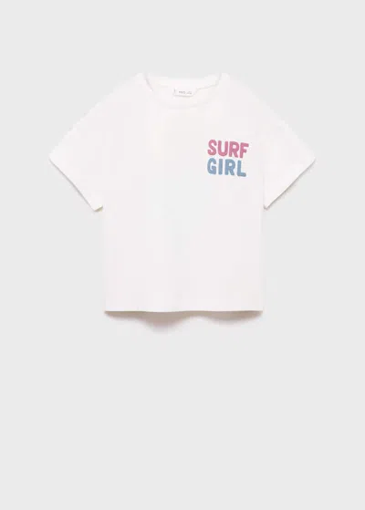 Mango Kids' Embossed Cotton T-shirt Off White