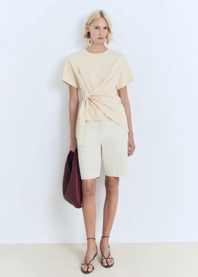 Mango T-shirt Coton Naud Vanille - Femme - Xl -