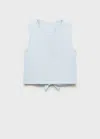 Mango T-shirt Crossed Back Bow Sky Blue In Sky Blue
