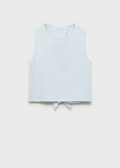 Mango Kids' T-shirt Crossed Back Bow Sky Blue