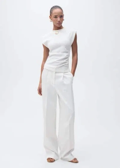 Mango Draped Sleeveless T-shirt Off White