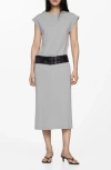 Mango Cotton Midi Dress Grey In Grey