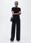 Mango Textured Cotton-blend T-shirt Black