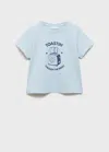 Mango Short-sleeved Printed T-shirt Sky Blue In Blue