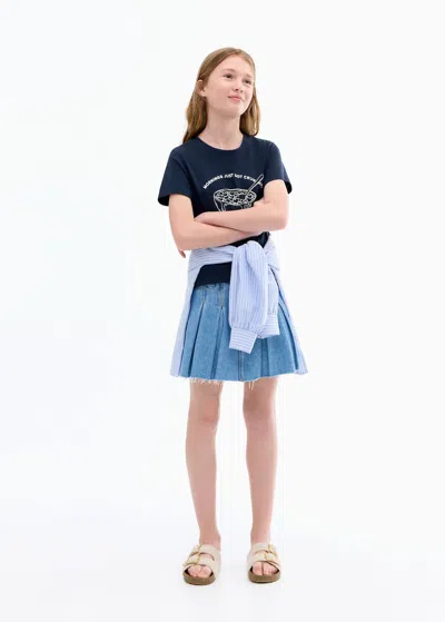 Mango Kids' Short-sleeved Printed T-shirt Navy