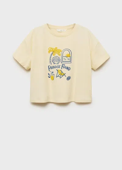 Mango Kids' Beach Print T-shirt Pastel Yellow In Jaune Pastel