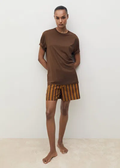 Mango Short-sleeved Lyocell T-shirt Chocolate