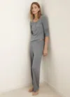 Mango T-shirt Maille Côtelée Boutons Gris Chiné Moyen - Femme - L -  In Gray