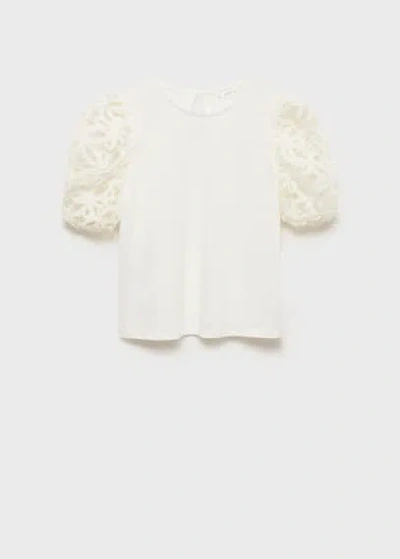 Mango Kids' T-shirt Off White In Blanc Cassé