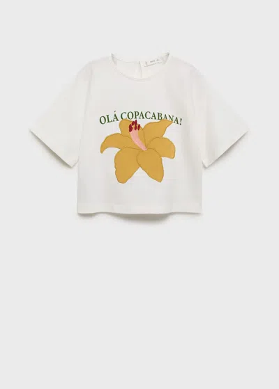 Mango Kids' Embroidered Short-sleeved T-shirt Off White