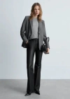 Mango Pointelle Long-sleeved T-shirt Medium Heather Grey In Gris Chiné Moyen