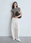 Mango Short-sleeved Fitted T-shirt In Marron Clair/pastel