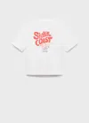 Mango Embossed Message T-shirt Off White In Off White